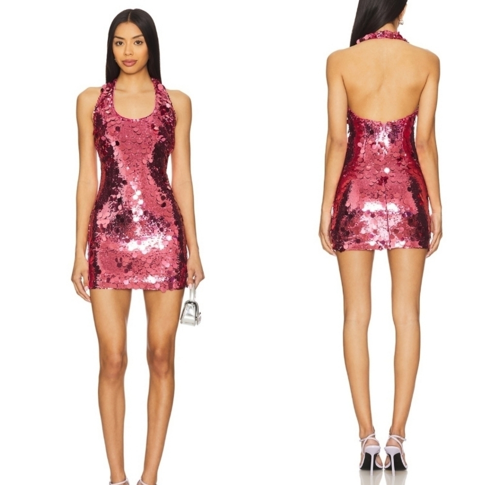 Lovers + Friends Mia Embellished Sequin Mini Dress XXS Pink